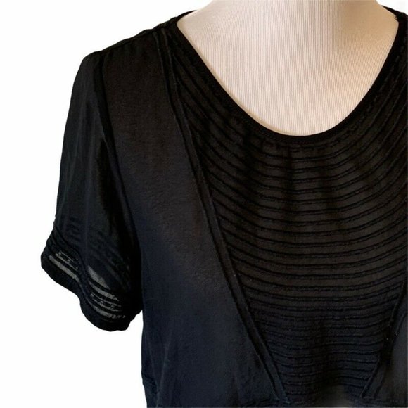 Renee C Womens Blouse Black Textured Short Sleeves - Picture 3 of 6